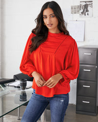 Sylas Pintuck Blouse - Coral Red - FINAL SALE Ins Street