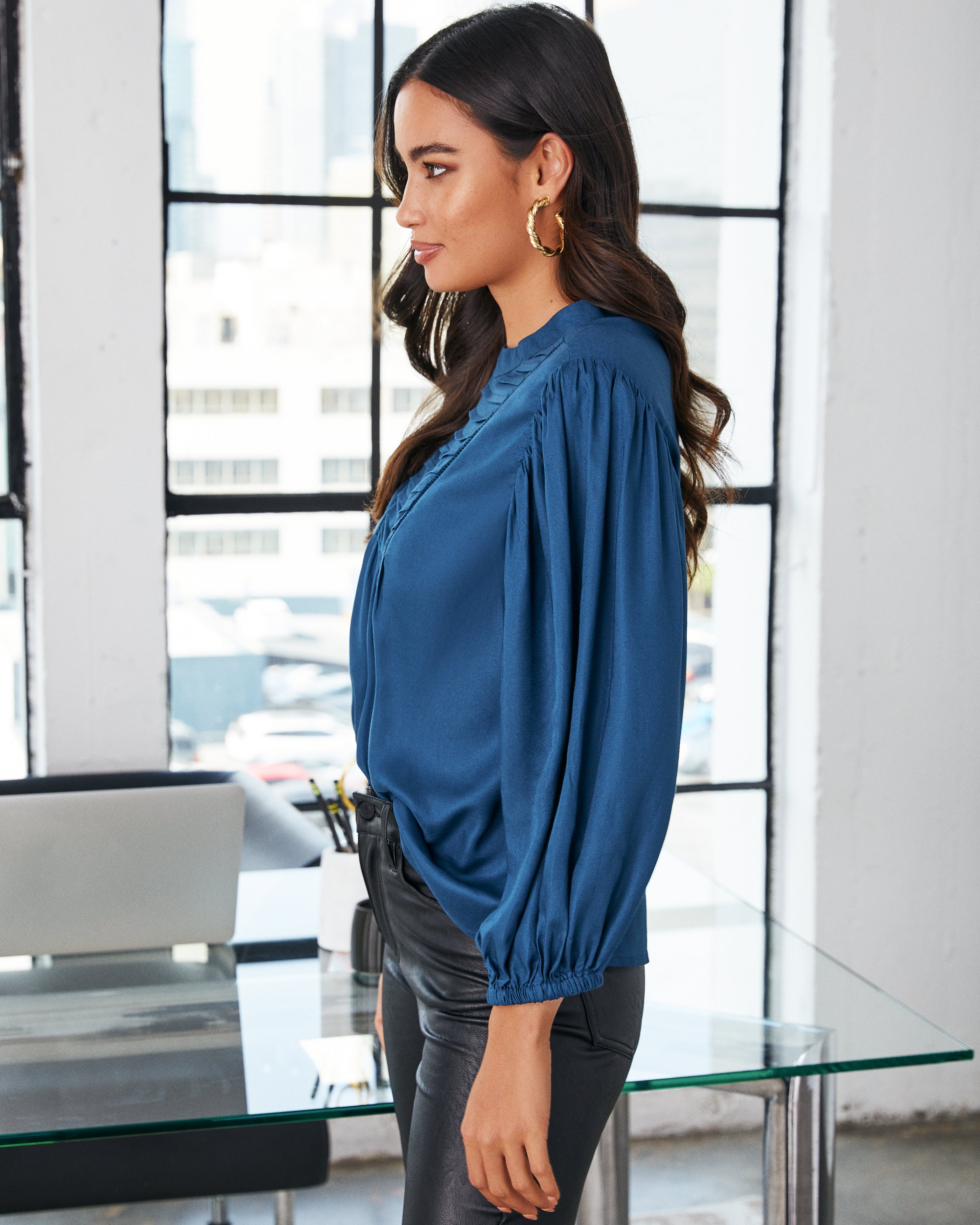 Sylas Pintuck Blouse - Dark Teal - FINAL SALE Ins Street