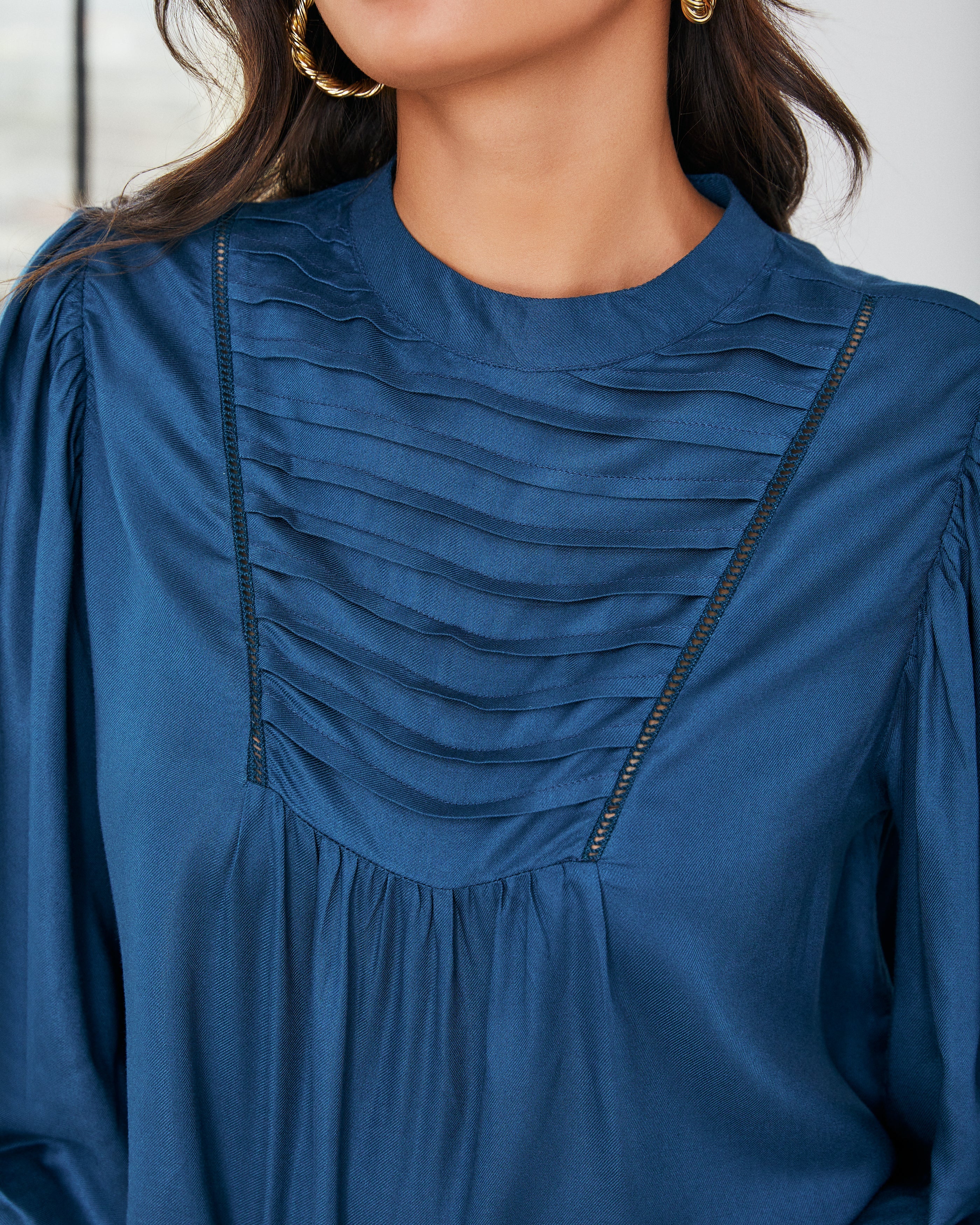 Sylas Pintuck Blouse - Dark Teal - FINAL SALE Ins Street