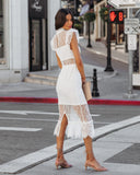 Saige Sheer Lace Midi Dress - White Ins Street