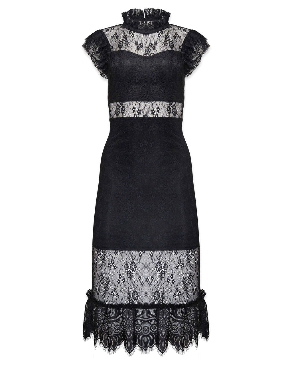 PREORDER - Saige Sheer Lace Midi Dress - Black Ins Street