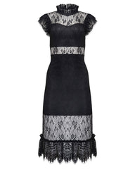 PREORDER - Saige Sheer Lace Midi Dress - Black Ins Street