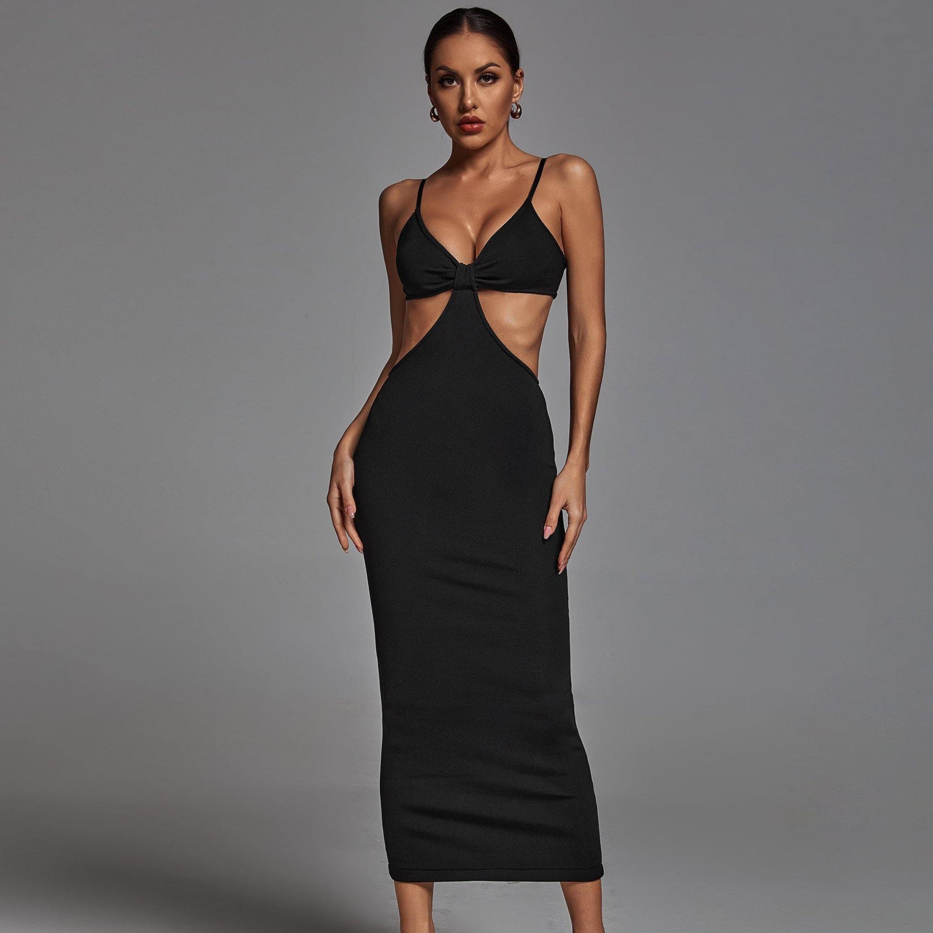 Strappy Exposed Waist Bandage Dress Ins Street