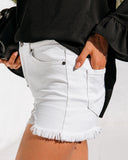 Santa Cruz High Rise Distressed Denim Shorts - White KANC-001