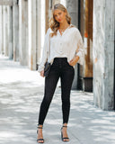 Sarah Satin Button Down Blouse - Champagne AAKA-001