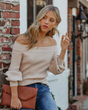 Sasha Off The Shoulder Balloon Sleeve Sweater - Taupe Ins Street