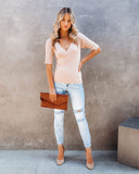 Satisfy My Soul Ribbed Surplice Knit Top - Taupe Ins Street