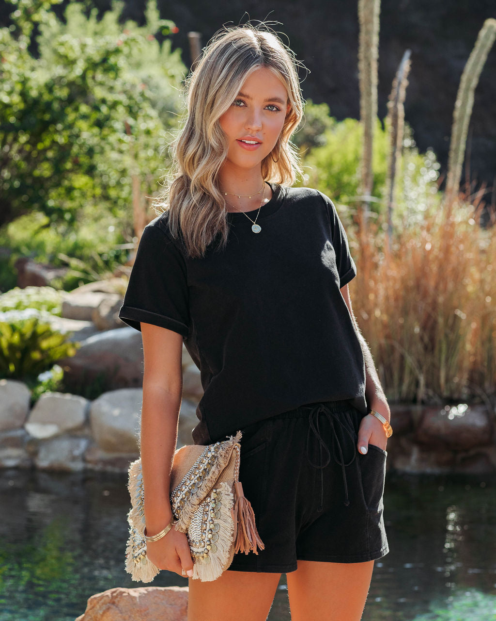 Saylor Cotton Blend Tee - Worn Black Ins Street