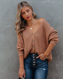 Seana Pocketed Button Front Knit Cardigan - Tan Ins Street