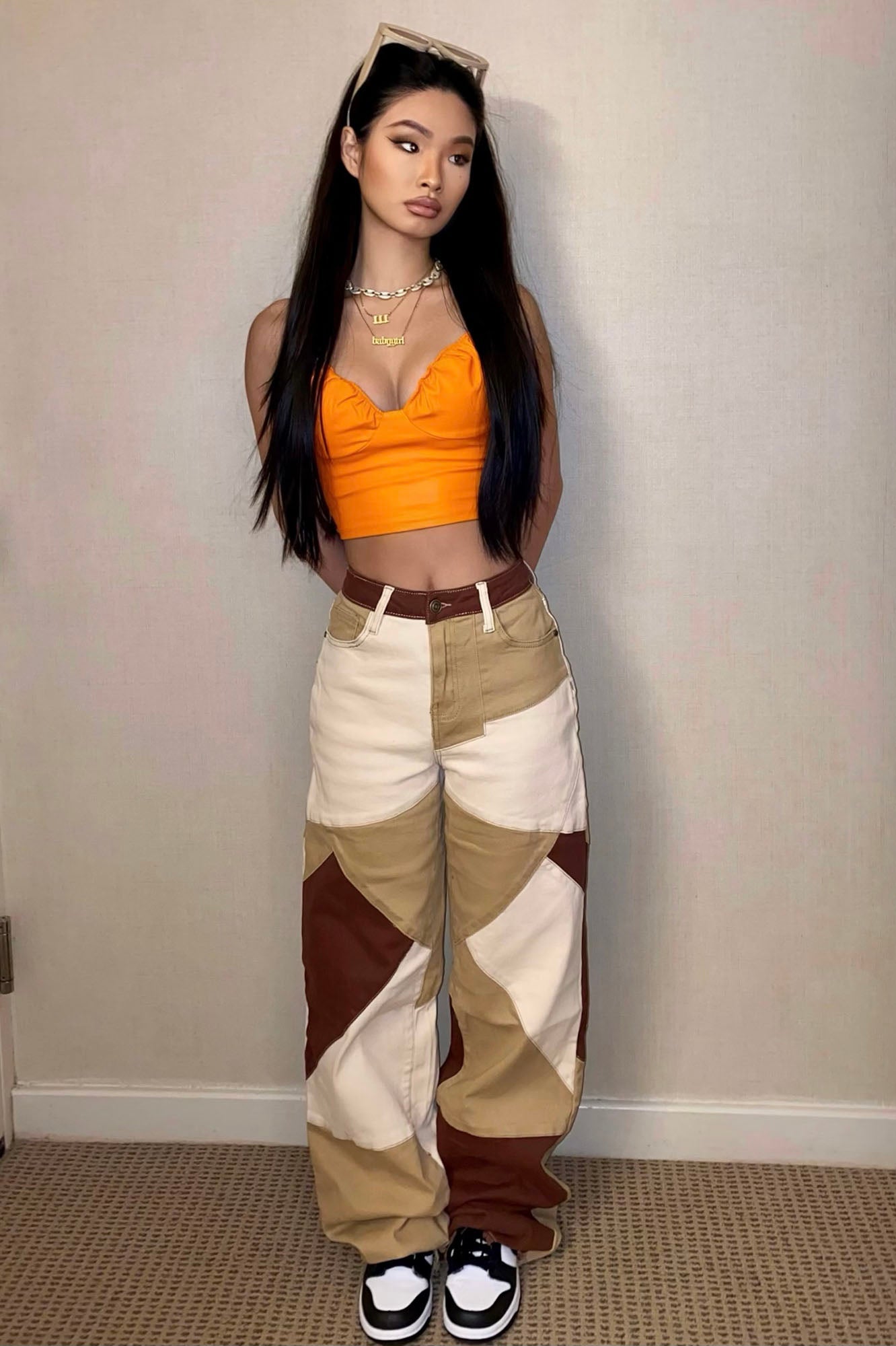 Seen The World Patchwork Wide Leg Jeans - Brown/combo Ins Street