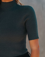 September Mock Neck Ribbed Knit Top - Pine Ins Street