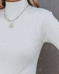 September Mock Neck Ribbed Knit Top - Ivory Ins Street