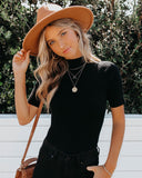 September Mock Neck Ribbed Knit Top - Black Ins Street