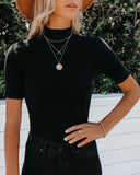 September Mock Neck Ribbed Knit Top - Black Ins Street