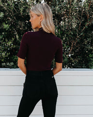 September Mock Neck Ribbed Knit Top - Burgundy Ins Street