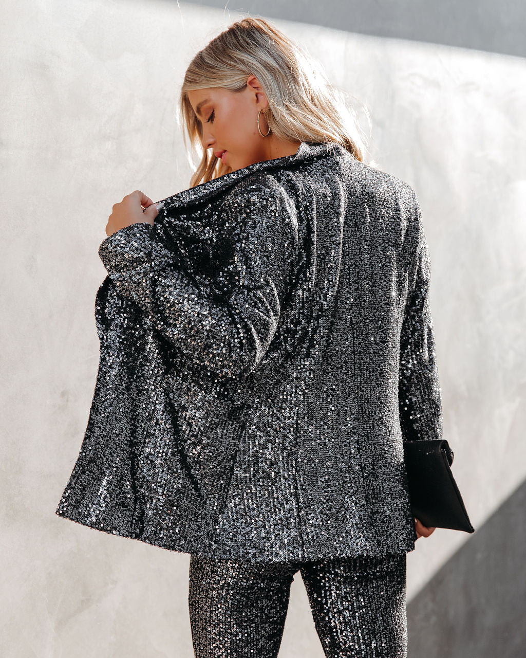Sequin And The City Pocketed Blazer Ins Street