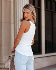 Sharon Ribbed Knit Tank - White Ins Street