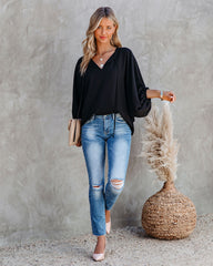 Shary Split Neck Blouse - Black Ins Street