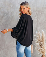 Shary Split Neck Blouse - Black Ins Street