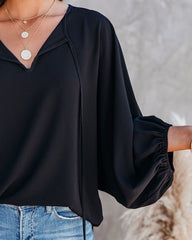 Shary Split Neck Blouse - Black Ins Street