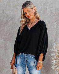 Shary Split Neck Blouse - Black Ins Street