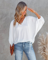 Shary Split Neck Blouse - White Ins Street