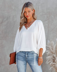 Shary Split Neck Blouse - White Ins Street