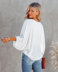 Shary Split Neck Blouse - White Ins Street