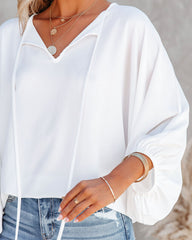 Shary Split Neck Blouse - White Ins Street