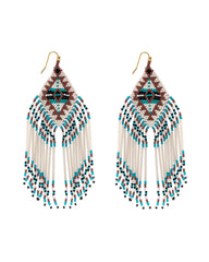 Shashi - Lumi Beaded Fringe Earrings - Turquoise Ins Street