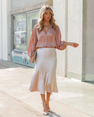 Shawn Satin Midi Skirt - Champagne Ins Street