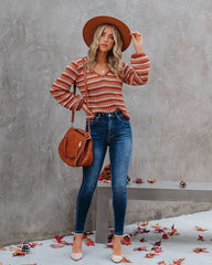 Shiva Cotton Striped Crop Sweater Ins Street