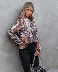 Show Love Printed Ruffle Sleeve Blouse Ins Street