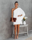 Side To Side One Shoulder Statement Dress - White Ins Street