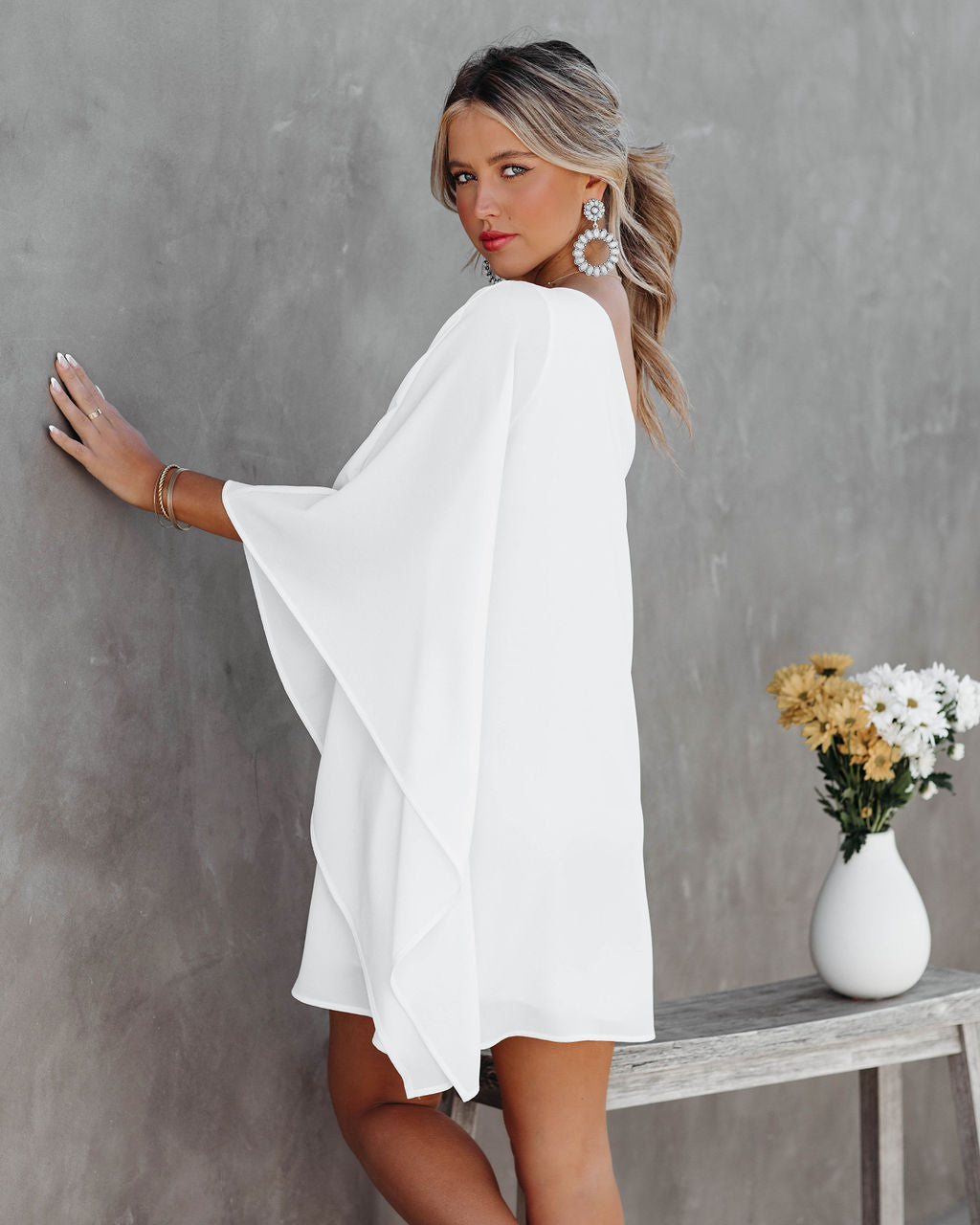 Side To Side One Shoulder Statement Dress - White Ins Street