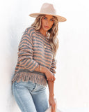 Simple Times Fringe Knit Sweater - Grey Peach Ins Street