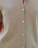 Sinclair Short Sleeve Button Down Polo Top - Taupe Ins Street