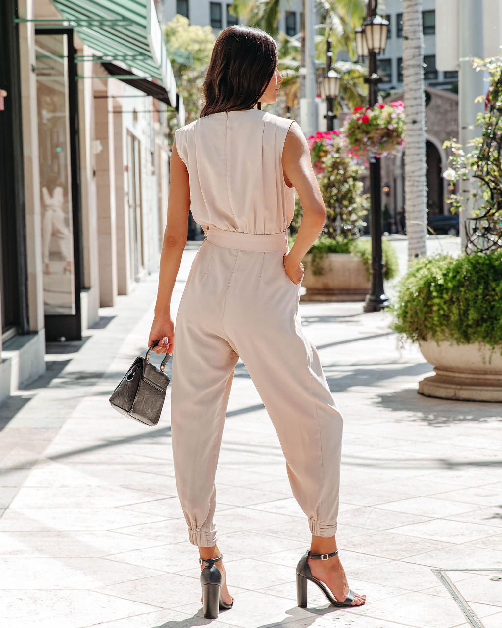 Skyler Pocketed Drape Jumpsuit - Oatmeal Ins Street