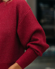 Small Town Mock Neck Knit Sweater - Wine - FINAL SALE Ins Street