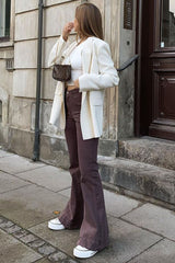 South Of France Trouser Flare Jeans - Chocolate Ins Street