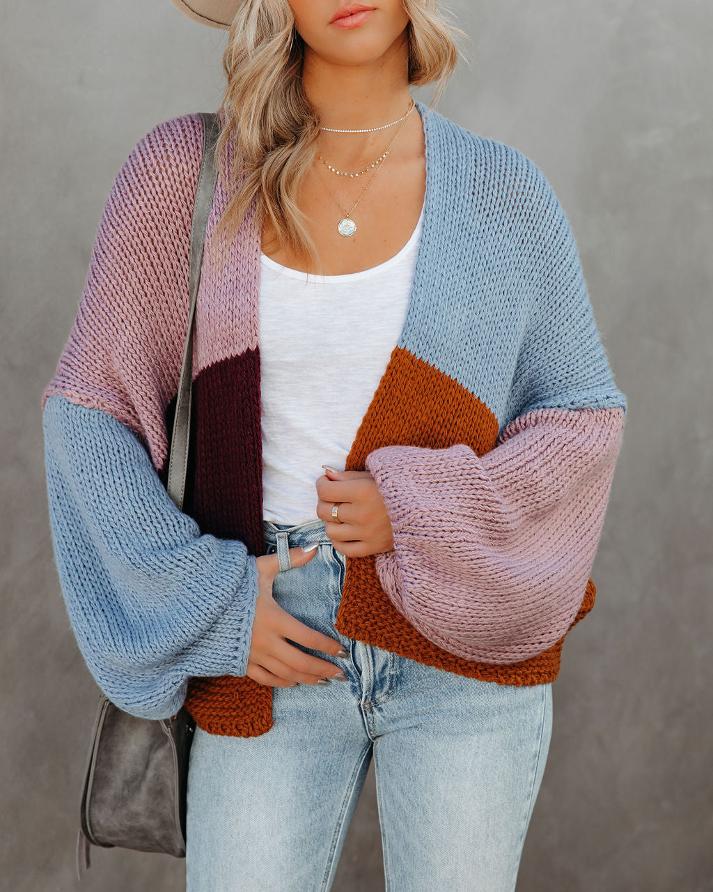 Spiced Pumpkin Colorblock Knit Cardigan - Blue Multi - FINAL SALE Ins Street