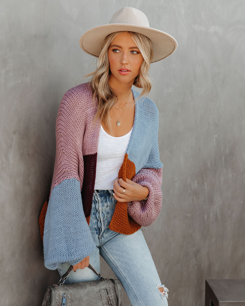 Spiced Pumpkin Colorblock Knit Cardigan - Blue Multi - FINAL SALE Ins Street