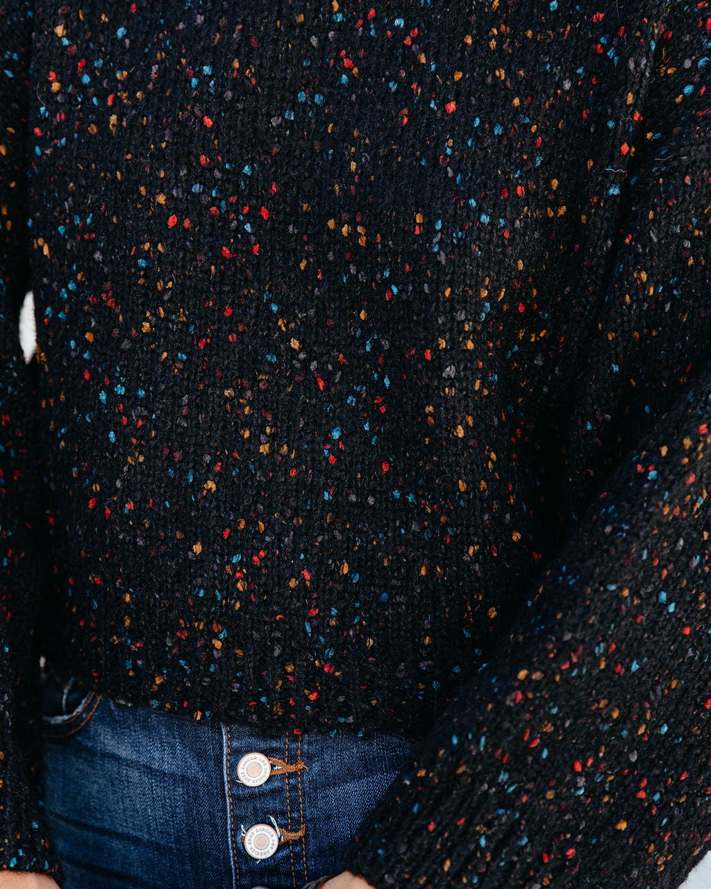 Splash Of Color Speckled Knit Sweater Black FINAL SALE InsStreet
