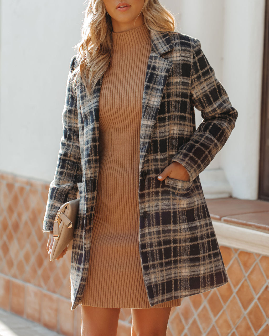 Stan Pocketed Plaid Coat - Midnight Navy - FINAL SALE Ins Street