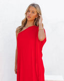 Strike A Pose One Shoulder Statement Maxi Dress - Tomato Red Ins Street