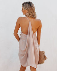 Such A Flirt Halter Ruffle Dress - Beige Ins Street