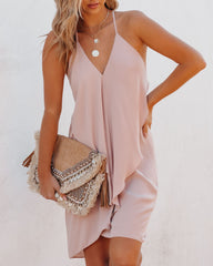 Such A Flirt Halter Ruffle Dress - Beige Ins Street