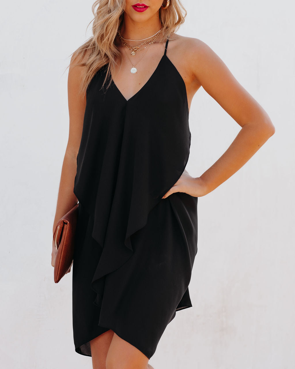 Such A Flirt Halter Ruffle Dress - Black Ins Street