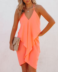 Such A Flirt Halter Ruffle Dress - Coral Ins Street