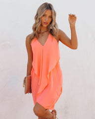 Such A Flirt Halter Ruffle Dress - Coral Ins Street